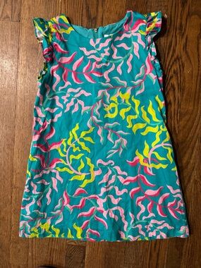 Emily McCarthy Size 10/12 Bright Teal Tropical Print Shift Dress